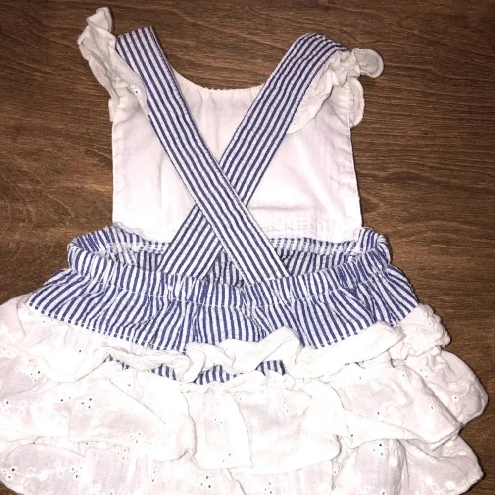 Nursery Rhymes Little Girl 6 Months Preppy Striped Whale Seersucker romper